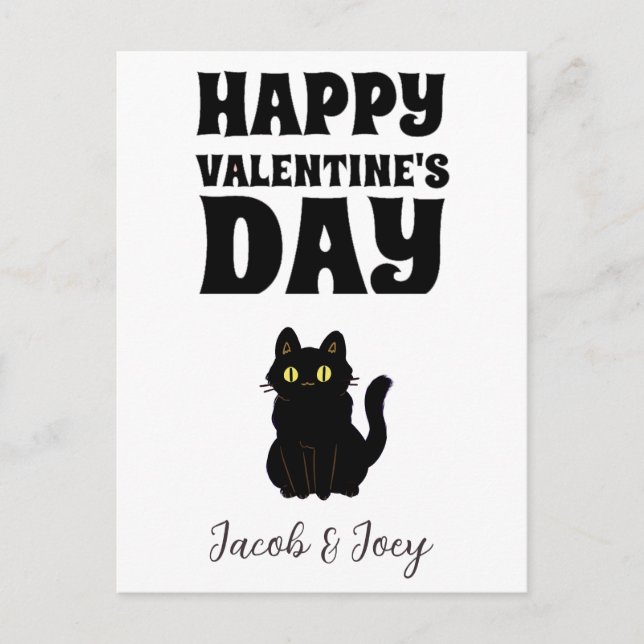Katzenliebhaber, Happy valentines day personalisie Postkarte (Vorderseite)