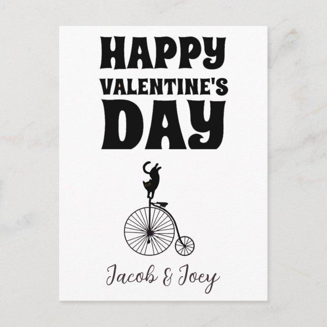 Katzenliebhaber, Happy valentines day personalisie Postkarte (Vorderseite)