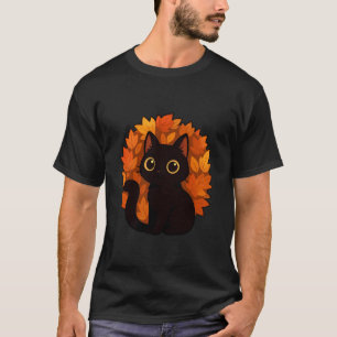 Katzenliebhaber Herbstblätter Herbstsaison Gemütli T-Shirt