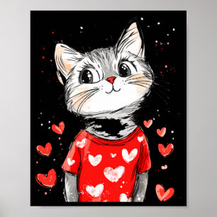 Katzenliebhaber Herz Mädchen Kätzchen Valentinstag Poster