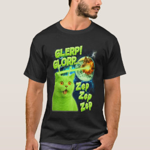 Katzenliebhaber Katze Alien Meme Lustig Humor Gler T-Shirt