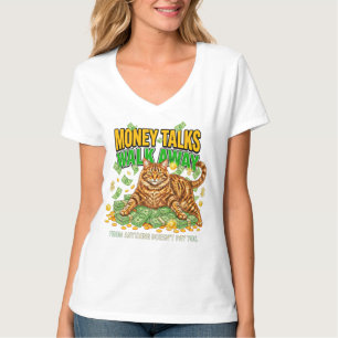 Katzenliebhaber Lustiger Geld-T-Shirt für Frauen T-Shirt
