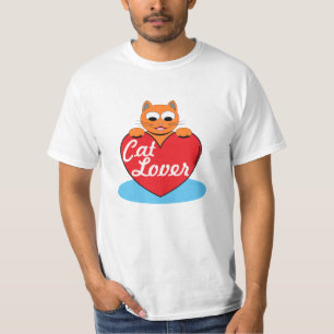 Katzenliebhaber Orange Cartoon-Katze mit rotem Her T-Shirt