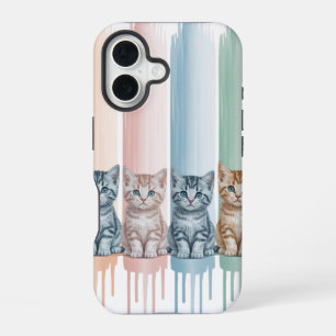 Katzenliebhaber — Pastellfarbene Tropfen Kätzchen iPhone 16 Hülle