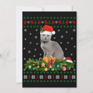 Katzenliebhaber Santa Hut hässliche Russische Blau Einladung