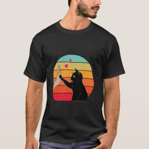 Katzenliebhaber schwarze Katze High-Fiving-Pfote V T-Shirt
