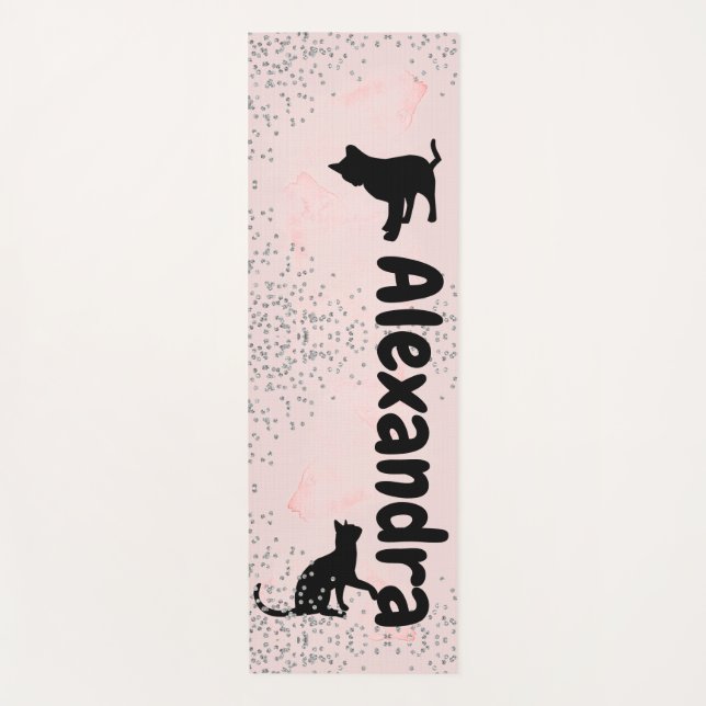 Katzenliebhaber Schwarze Katzen Diamanten Pink Was Yogamatte (Vorderseite)