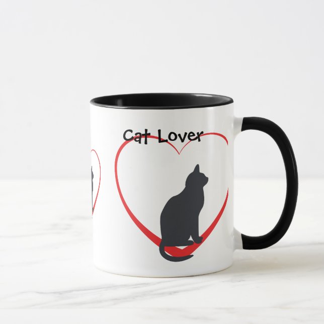Katzenliebhaber, schwarze Katzen in den offenen Tasse (Rechts)
