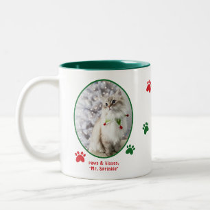 Katzenliebhaber Süße Festliche Weihnachtskatze Fot Zweifarbige Tasse