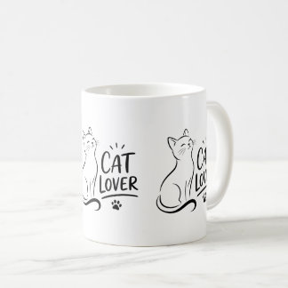 Katzenliebhaber – Süße minimalistische Katze Kaffeetasse