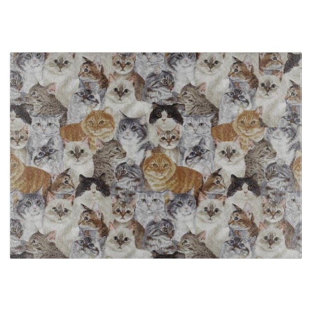 Katzenliebhaber Temperglas Schneidebrett (Vorderseite)