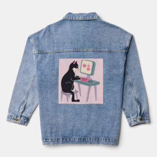 Katzenliebhaber Tuxedo-Katze Jeansjacke