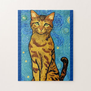 Katzenliebhaber Van Gogh Stil Sternennacht