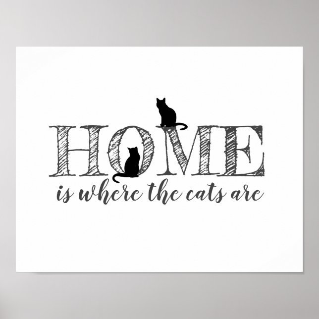 Katzenliebhaber Zuhause zitieren minimalistisch sc Poster (Vorne)