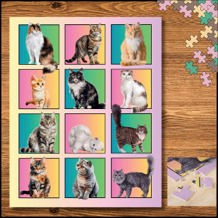 Katzenliebhabers Farbblock-Collage-Pastell-Puzzle