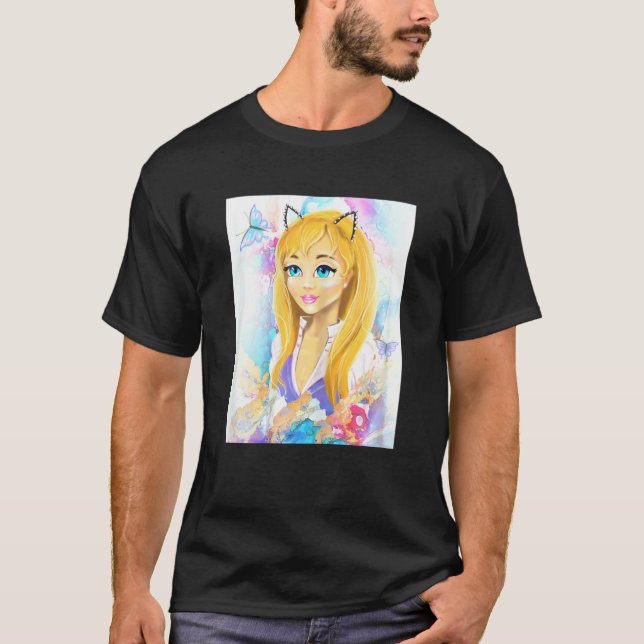 Katzenmädchen  Lady Kitten  Cat Tee (Vorderseite)