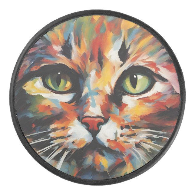 Katzenmalerei Eishockey Puck (Vorderseite)
