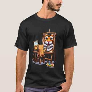 Katzenmalerei Löwe Tier Zeichnung Abstrakt Kunst S T-Shirt