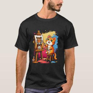 Katzenmalerei Löwe Tier Zeichnung Abstrakt Kunst S T-Shirt