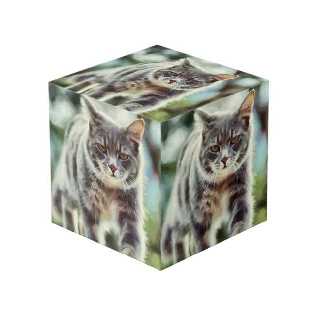 Katzenmalerei Würfel (Vorderseite Schrägansicht)