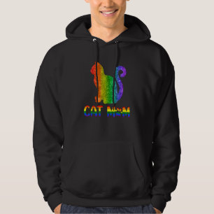 KatzenMama Farbenfrohe Regenbogenhaut Pride Cat Ma Hoodie