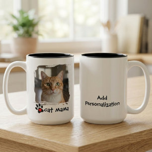 Katzenmama Foto Tierliebhaber Rettungsbefürworter Zweifarbige Tasse