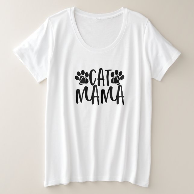 Katzenmama Große Größe T-Shirt (Design vorne)