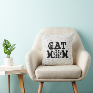 Katzenmama-Pfotenabdruck mit Katzenhaaren Kissen