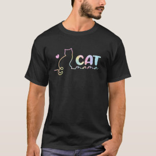 Katzenmama-Silhouette Katze Herz Tie Dye Katzenmut T-Shirt
