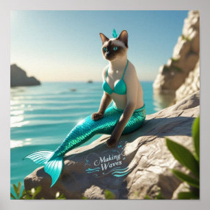 Katzenmeerjungfrau für Siamkatzenliebhaber Poster