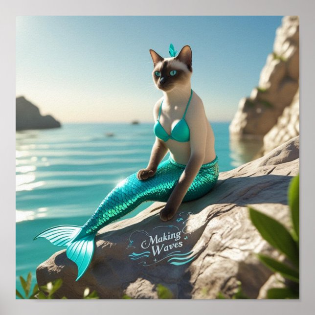 Katzenmeerjungfrau für Siamkatzenliebhaber Poster (Vorne)