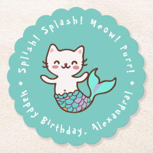 Katzenmeerjungfrau Geburtstag Blau Meowmaid Purrma Untersetzer