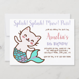 Katzenmeerjungfrau Geburtstag Meowmaid Purrmaid Ei Einladung