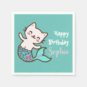 Katzenmeerjungfrau Süße Meowmaid Purrmaid Mädchen Serviette