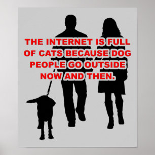 Katzenmenschen gegen Hunde Leute Funny Poster Sign