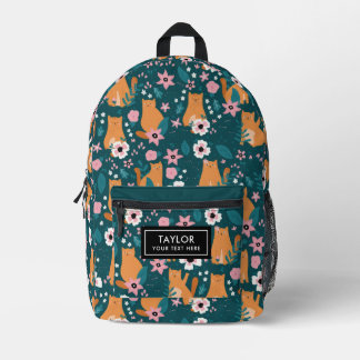 Katzenmotiv in der Floralnatur Bedruckter Rucksack