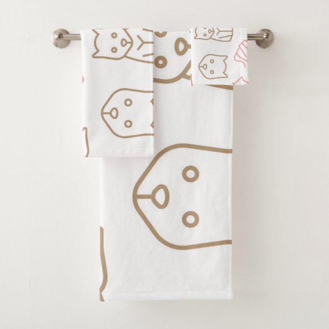 Katzenmuster Badhandtuch Set (Insitu)