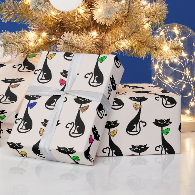 Katzenmuster für den WhimsikCartoon Geschenkpapier (Feiertage)