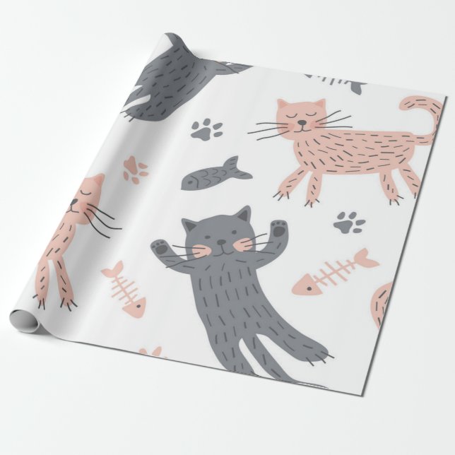 Katzenmuster Geschenkpapier (Ungerollt)