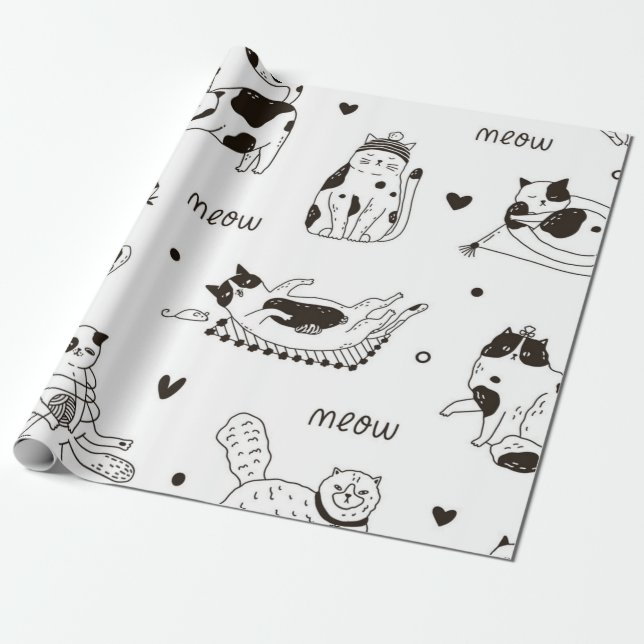 Katzenmuster Geschenkpapier (Ungerollt)