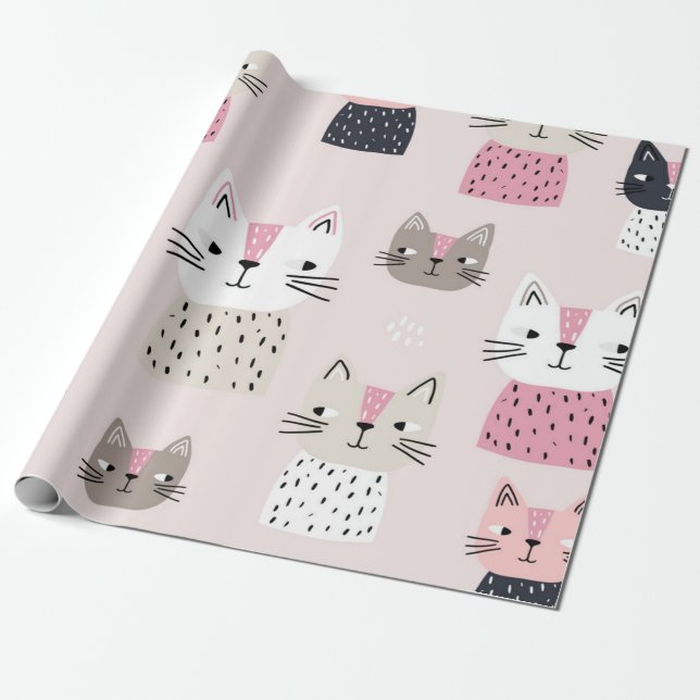 Katzenmuster Geschenkpapier (Ungerollt)