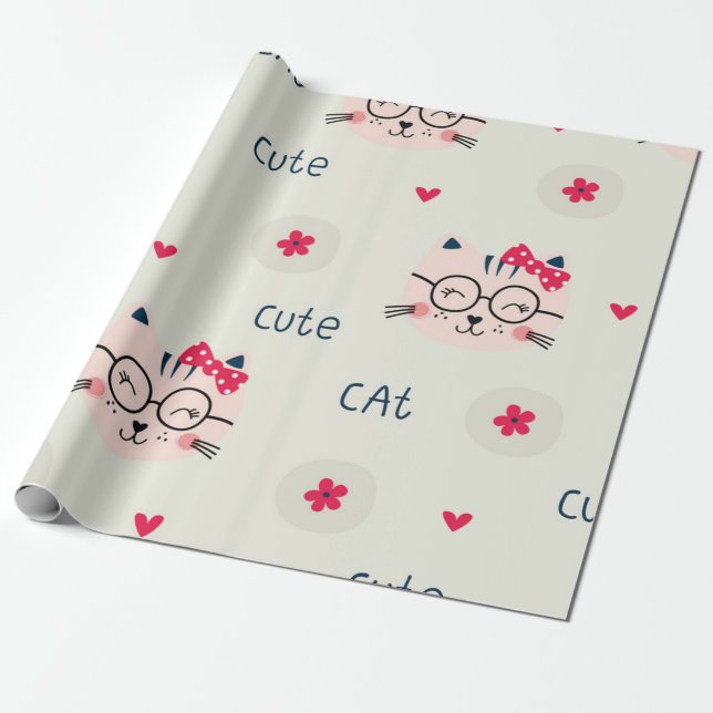 Katzenmuster Geschenkpapier (Ungerollt)