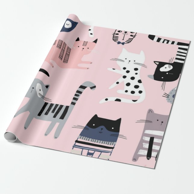 Katzenmuster Geschenkpapier (Ungerollt)