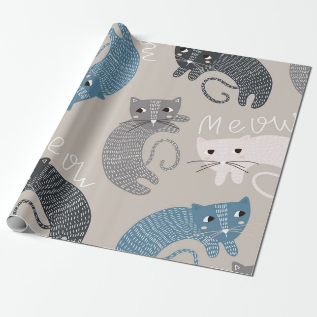 Katzenmuster Geschenkpapier (Ungerollt)