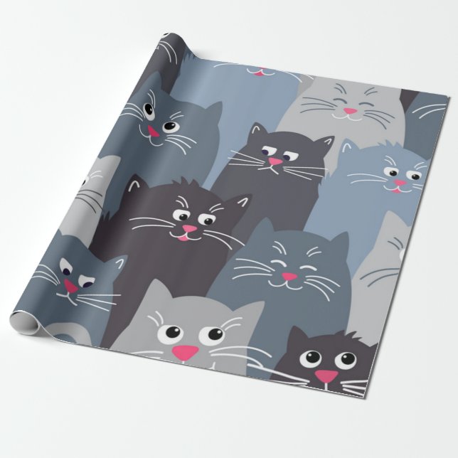 Katzenmuster Geschenkpapier (Ungerollt)