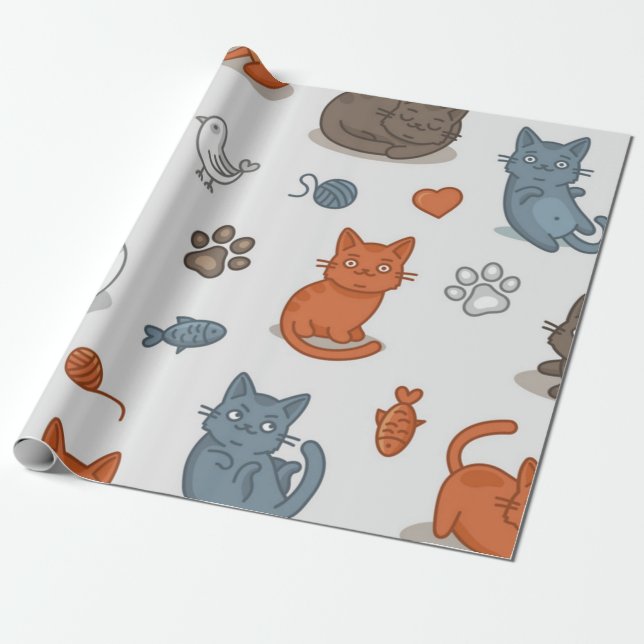 Katzenmuster Geschenkpapier (Ungerollt)