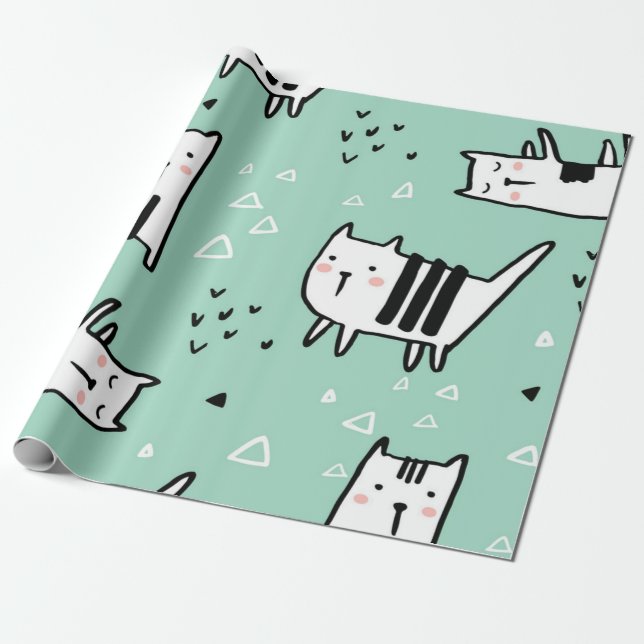 Katzenmuster Geschenkpapier (Ungerollt)