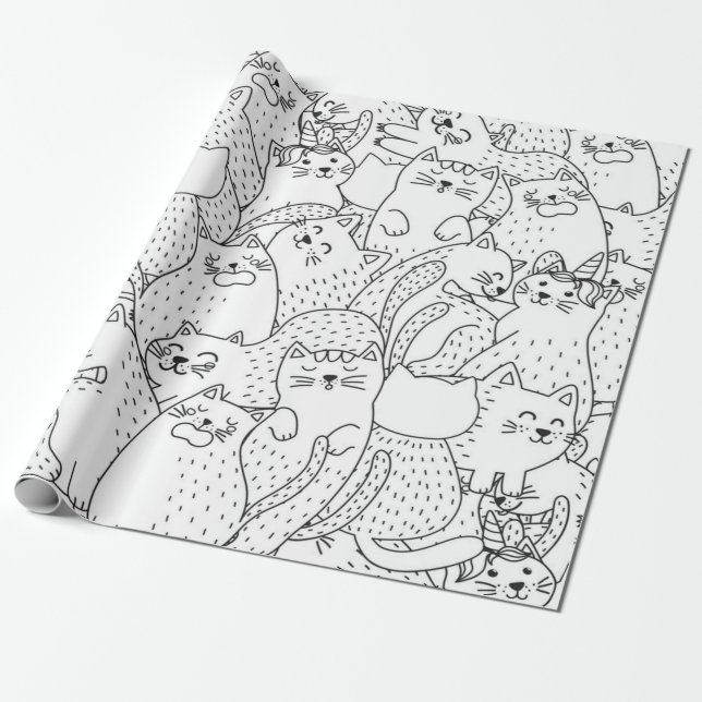 Katzenmuster Geschenkpapier (Ungerollt)