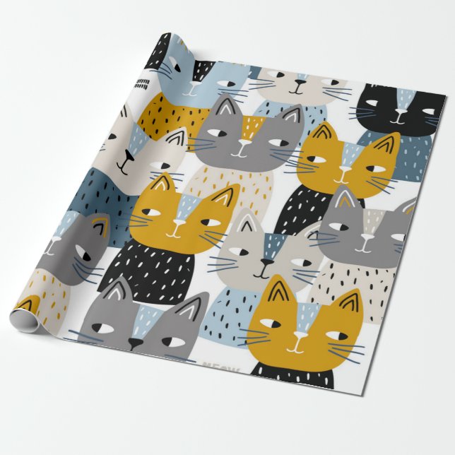 Katzenmuster Geschenkpapier (Ungerollt)