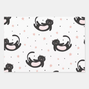 Katzenmuster Geschenkpapier Set